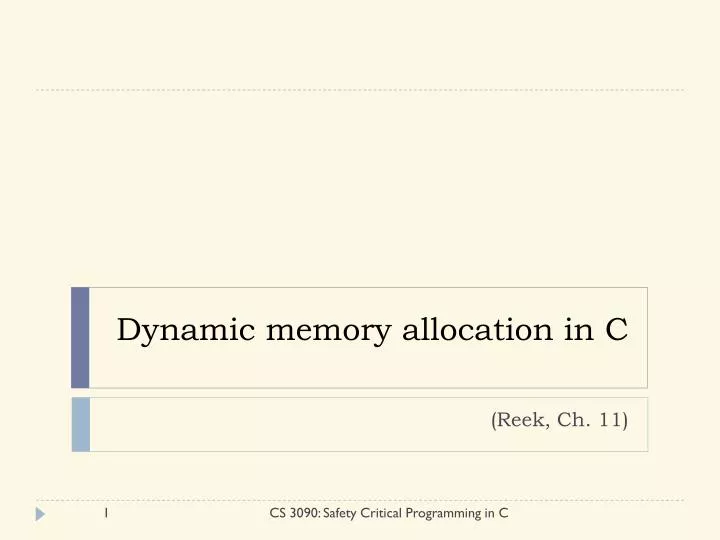 dynamic memory allocation in c