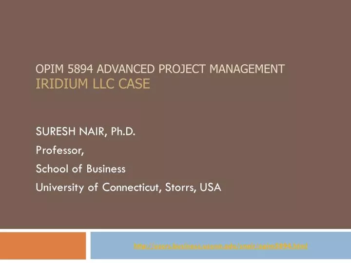 opim 5894 advanced project management iridium llc case