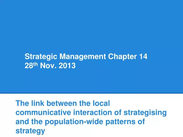 strategic management chapter 14 28 th nov 2013