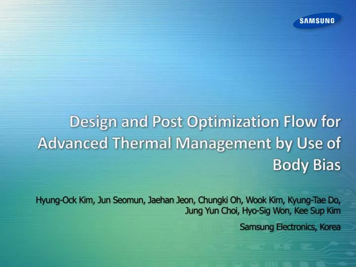 design and post optimization flow for advanced thermal management by use of body bias