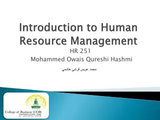 Introduction to Human Resource Management