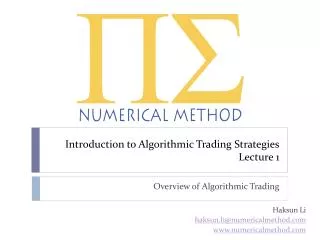 Introduction to Algorithmic Trading Strategies Lecture 1