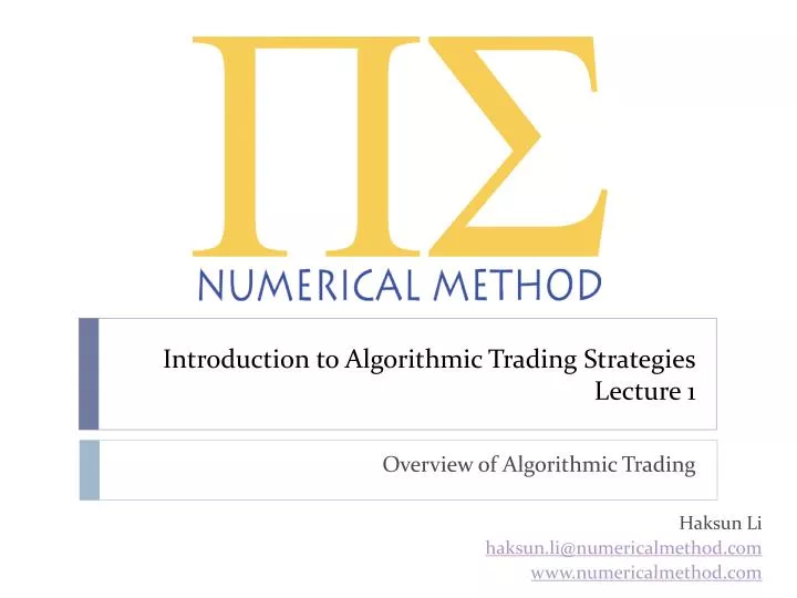 introduction to algorithmic trading strategies lecture 1