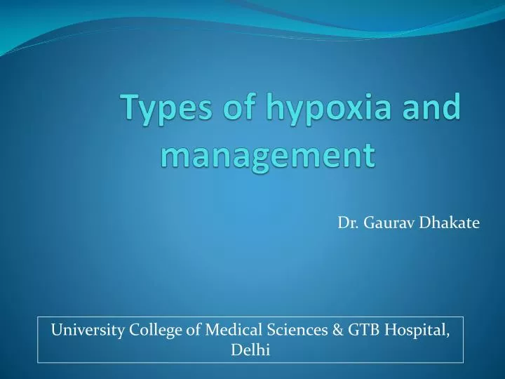 types of hypoxia and management