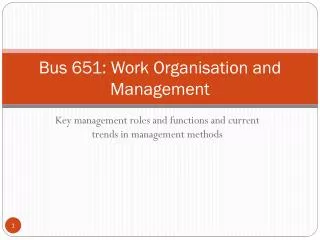 Bus 651: Work Organisation and Management