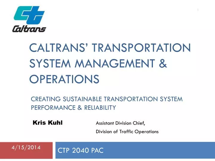 caltrans transportation system management operations