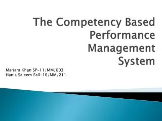 The Competency Based Performance Management System