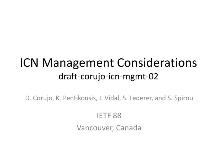 icn management considerations draft corujo icn mgmt 02