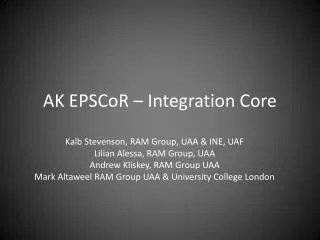 AK EPSCoR – Integration Core