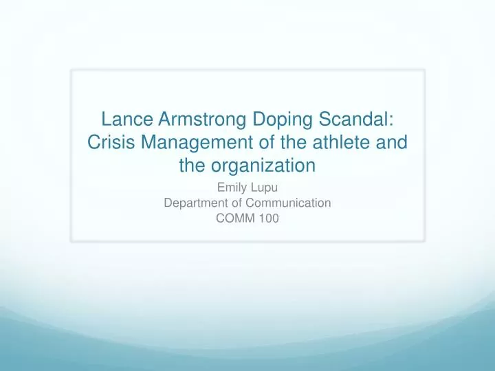 lance armstrong doping scandal crisis management of the athlete and the organization
