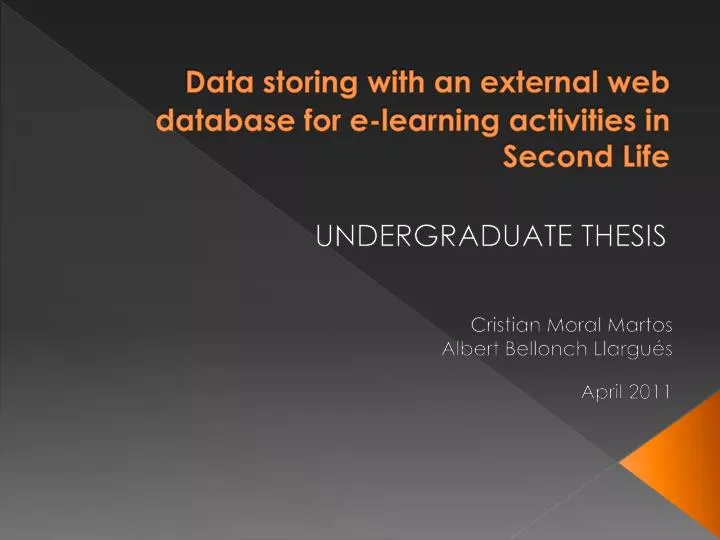 data storing with an external web database for e learning activities in second life