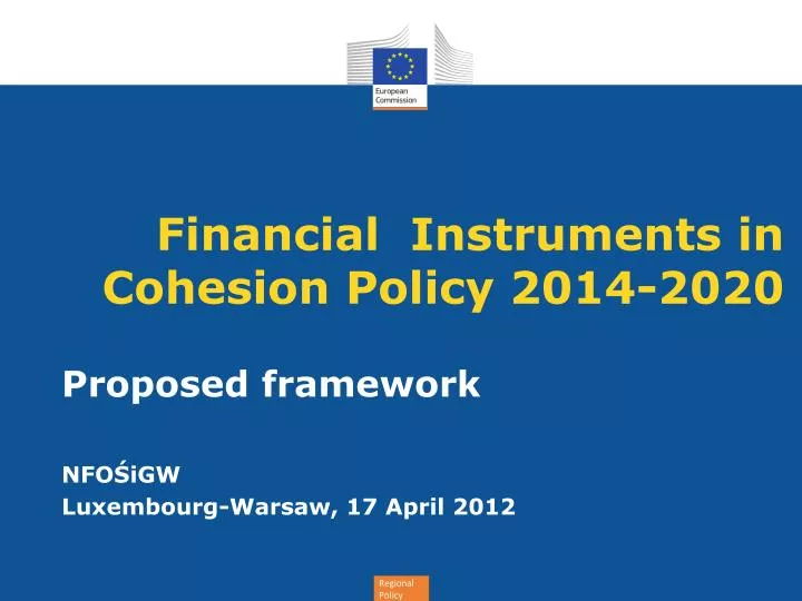 financial instruments in cohesion policy 2014 2020