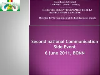 Second national Communication Side Event 6 june 2011, BONN