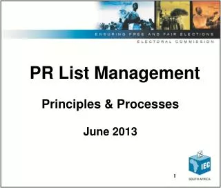 PR List Management Principles &amp; Processes June 2013