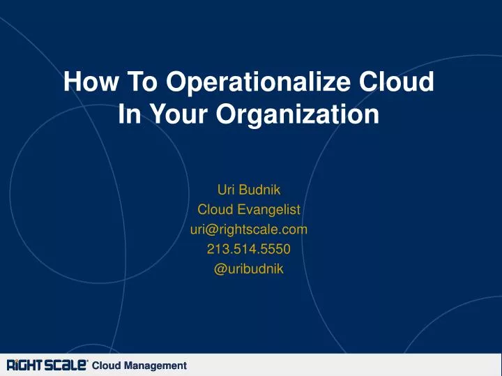 how to operationalize cloud in your organization