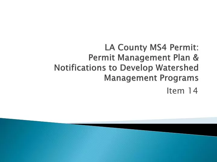 la county ms4 permit permit management plan notifications to develop watershed management programs