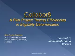 Collabor8 A Pilot Project Testing Efficiencies in Eligibility Determination