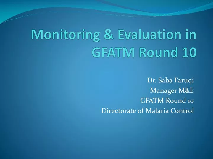 monitoring evaluation in gfatm round 10