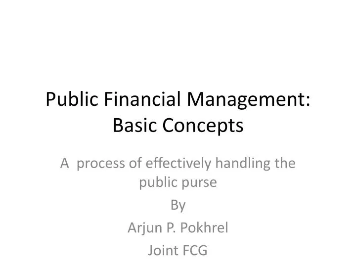 public financial management basic concepts