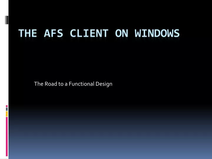 the road to a functional design