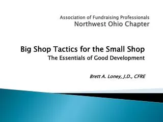Association of Fundraising Professionals Northwest Ohio Chapter