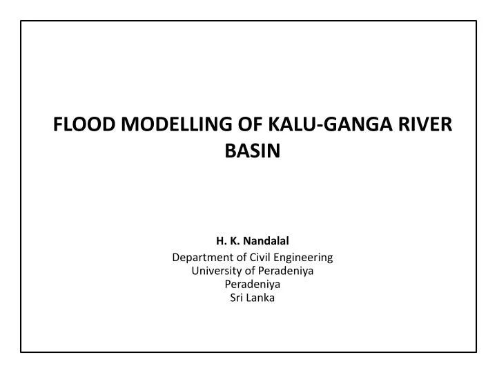 flood modelling of kalu ganga river basin