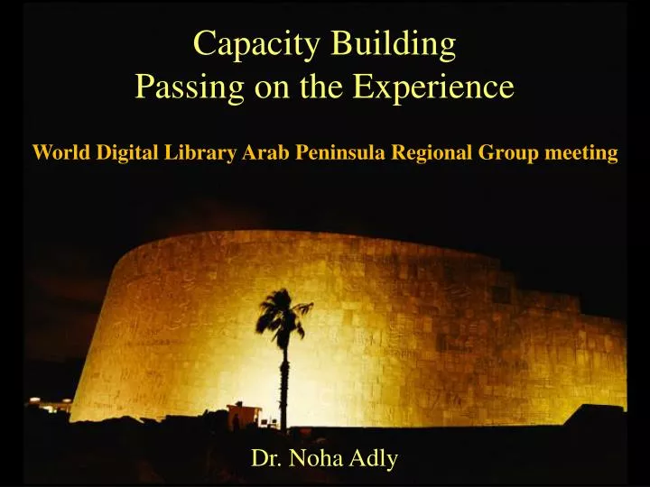 capacity building passing on the experience