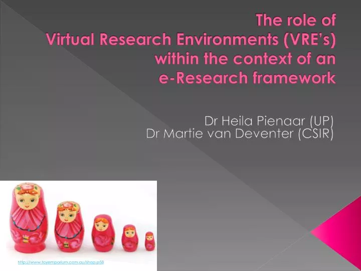 the role of virtual research environments vre s within the context of an e research framework