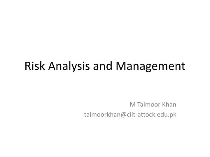 risk analysis and management