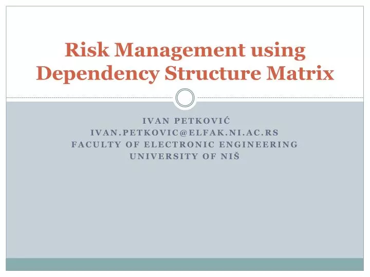 risk management using dependency structure matrix