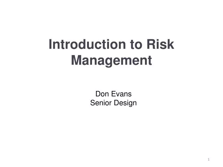 introduction to risk management