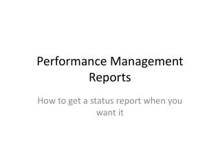 Performance Management Reports