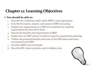 Chapter 12: Learning Objectives