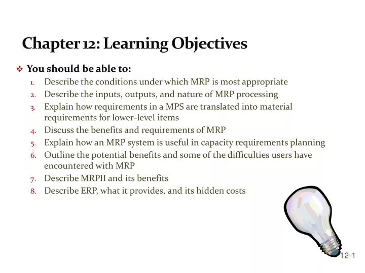 chapter 12 learning objectives