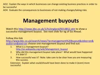 Management buyouts