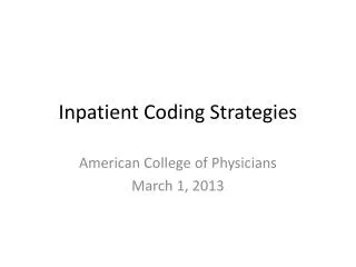 Inpatient Coding Strategies