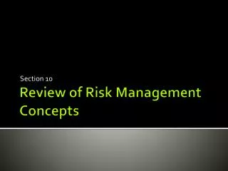 Review of Risk Management Concepts