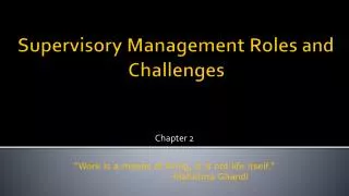 Supervisory Management Roles and Challenges