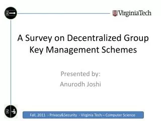 A Survey on Decentralized Group Key Management Schemes