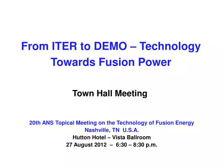 from iter to demo technology towards fusion power