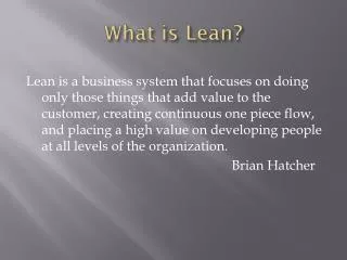 What is Lean?