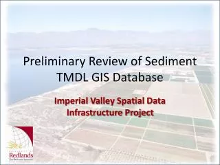 Preliminary Review of Sediment TMDL GIS Database