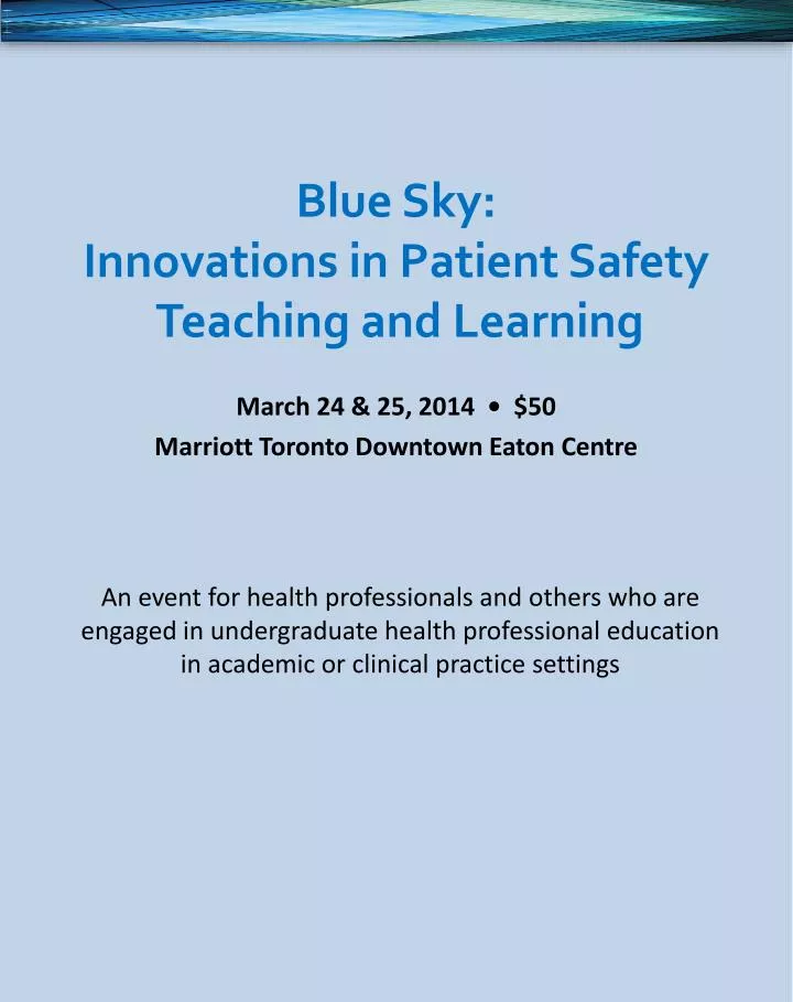 blue sky innovations in patient safety teaching and learning