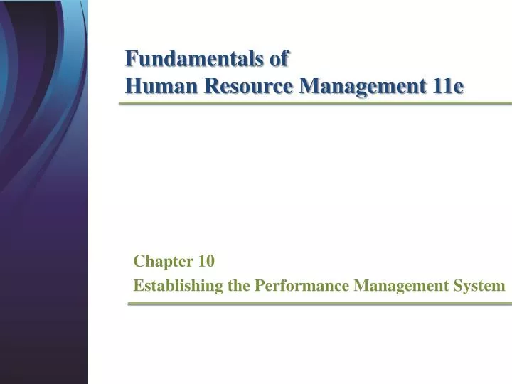 chapter 10 establishing the performance management system