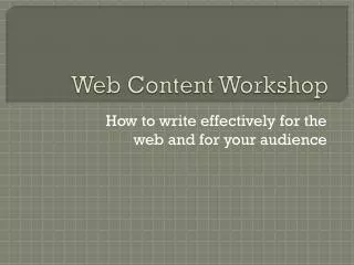 Web Content Workshop