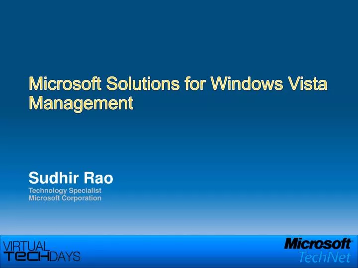 microsoft solutions for windows vista management