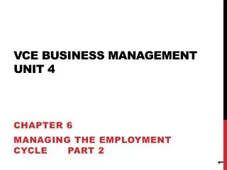 VCE Business Management UNIT 4