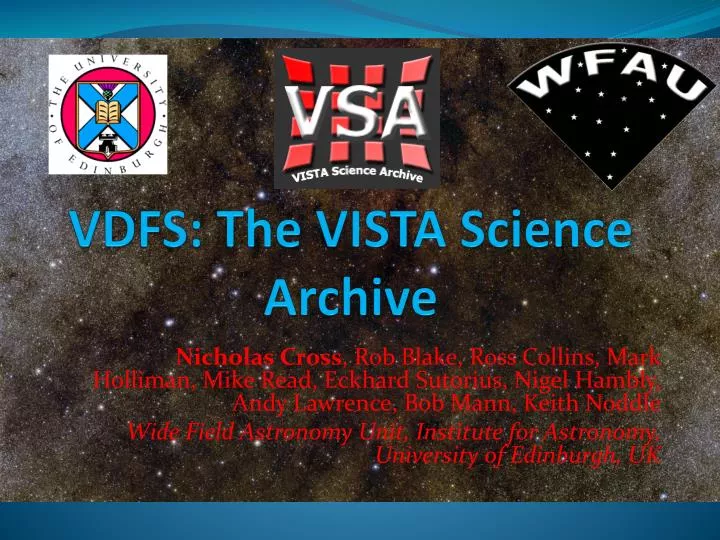 vdfs the vista science archive