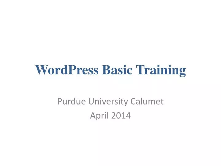 wordpress basic training