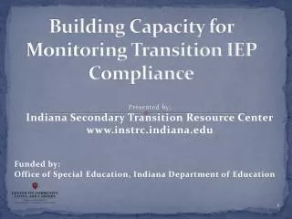 Building Capacity for Monitoring Transition IEP Compliance